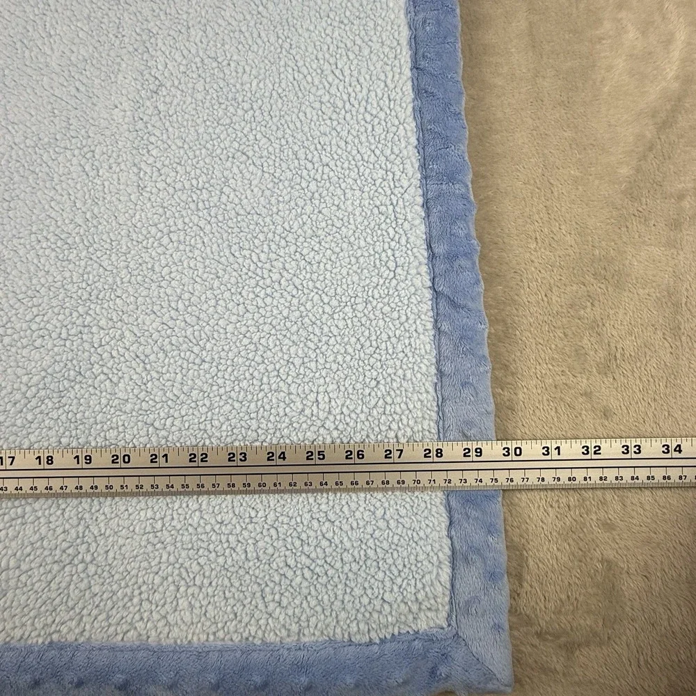 Carters Child of Mine Blue White Stripe Minky Dot Sherpa Baby Blanket Monkey